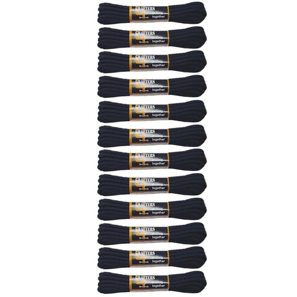 Grafters Round 55in Boot Laces (Pack 0f 12) / Black
